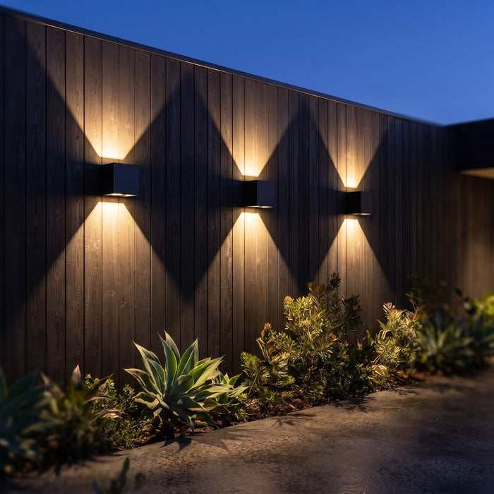Modern Solar Cube Outdoor Wall Lamp