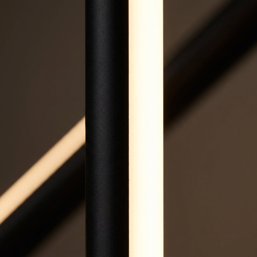 Close-up of the glowing acrylic diffuser strip on the Minimalist Linear Floor Lamp