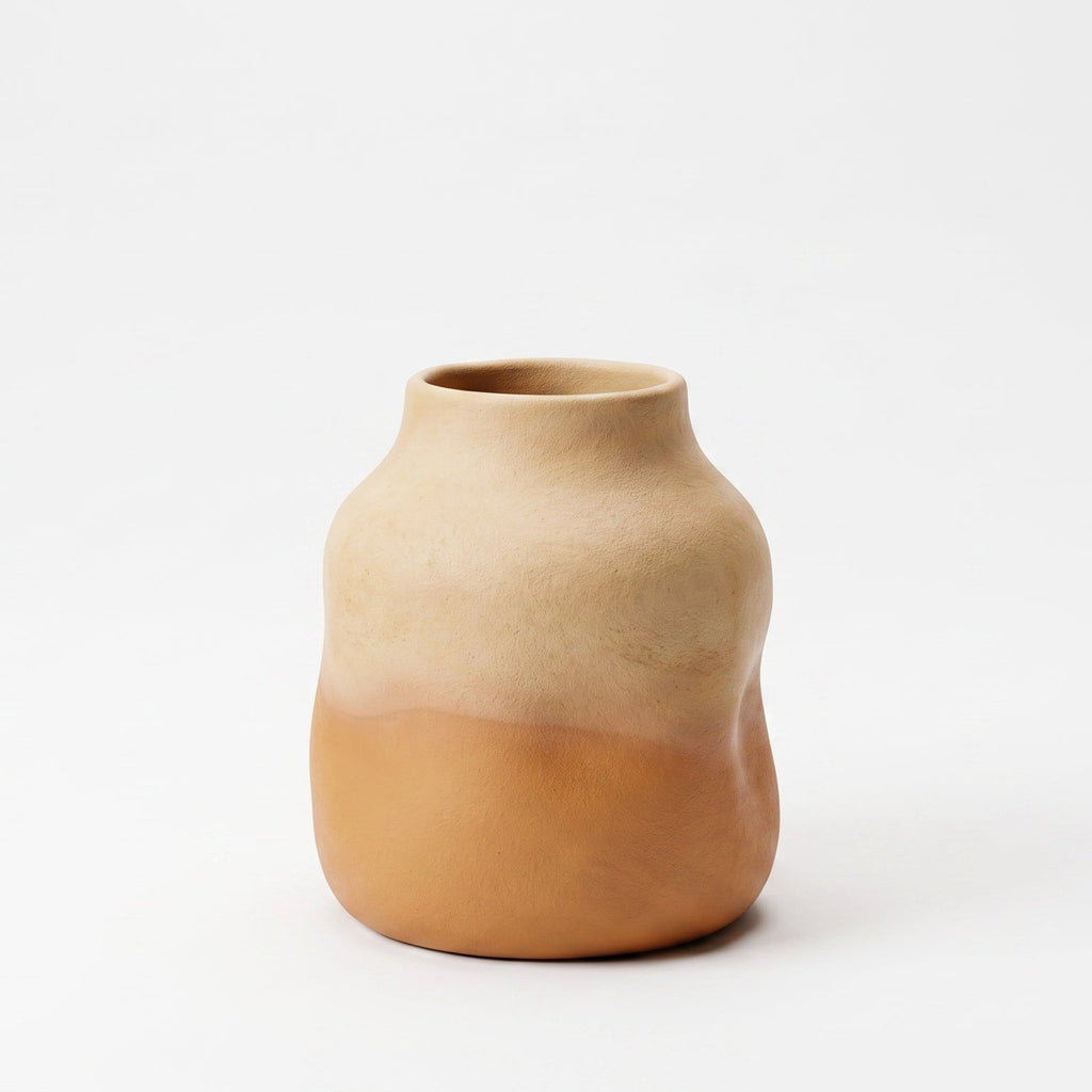 Two-toned ceramic vase on a white background