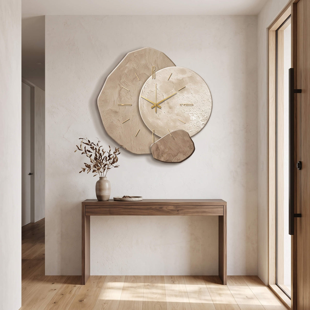 Large abstract LED wall clock mounted on a wall