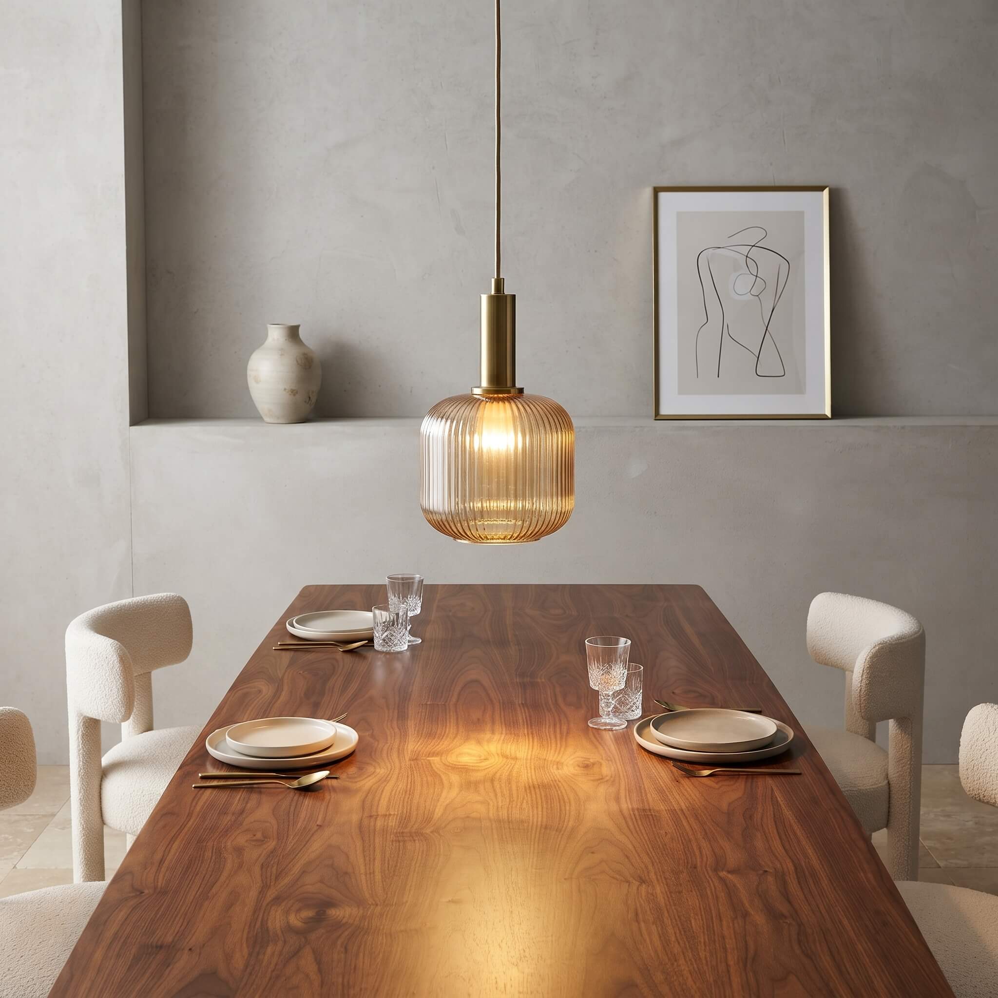 Ribbed Glass Pendant Light