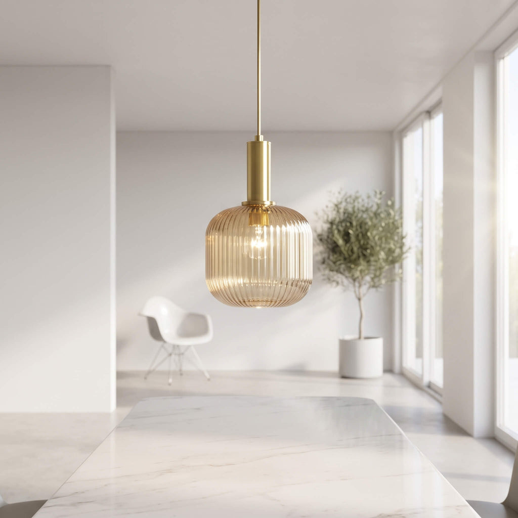Ribbed Glass Pendant Light