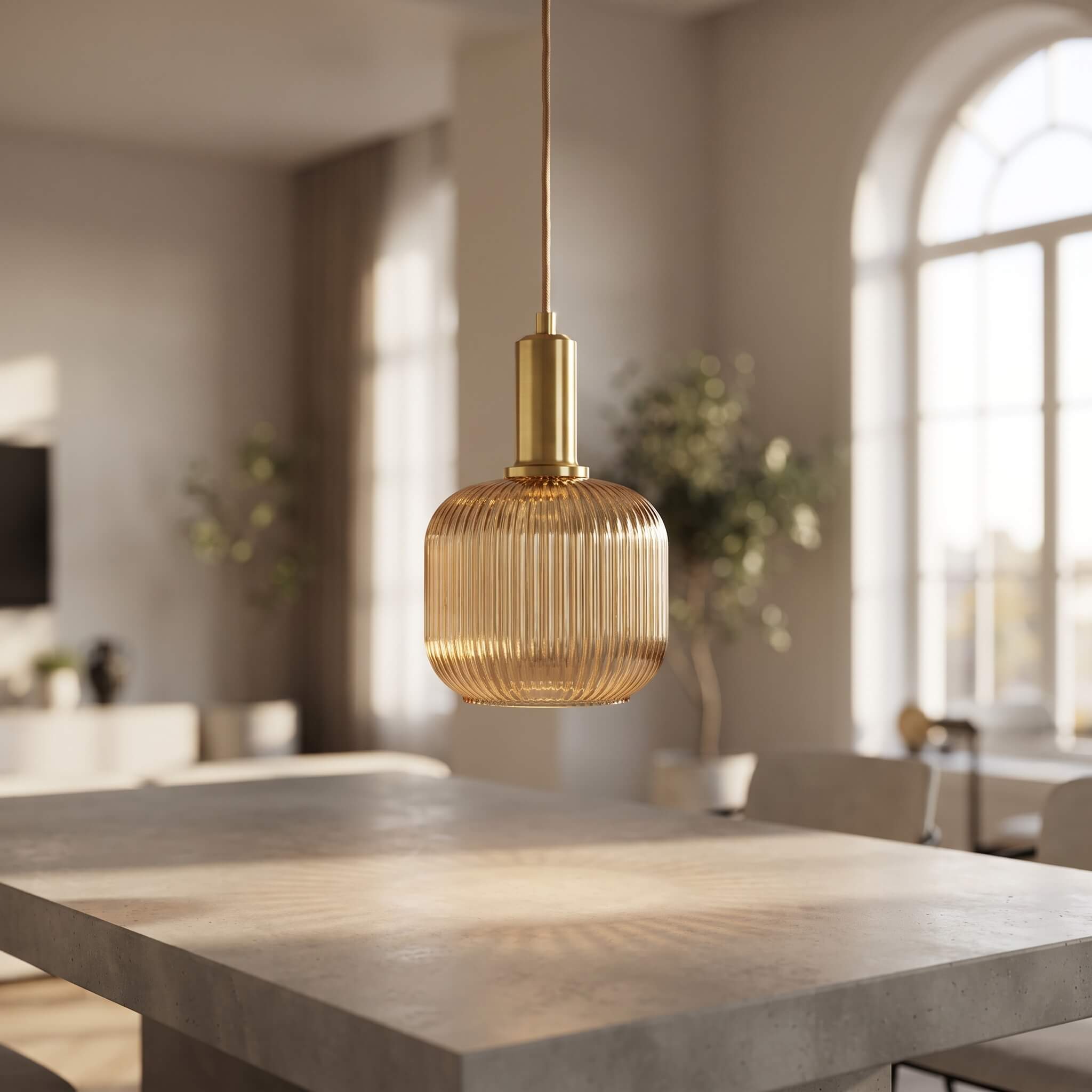 Ribbed Glass Pendant Light