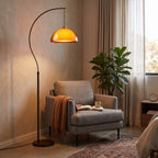 French Mushroom Arc Floor Lamp showing its tricolour dimming light settings