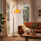French Mushroom Arc Floor Lamp shown with its optional side table