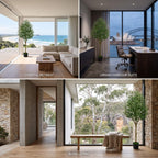 Large faux olive tree in an Australian living room