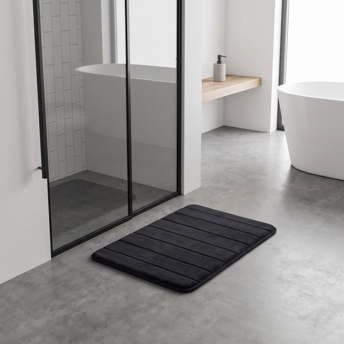 Charcoal black memory foam bath mat