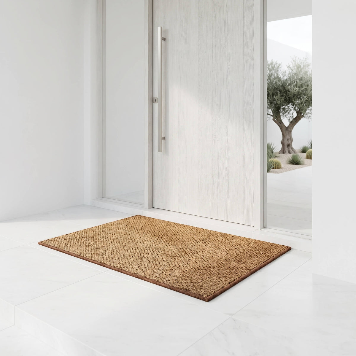 Natural coconut coir fibre texture of the welcome mat