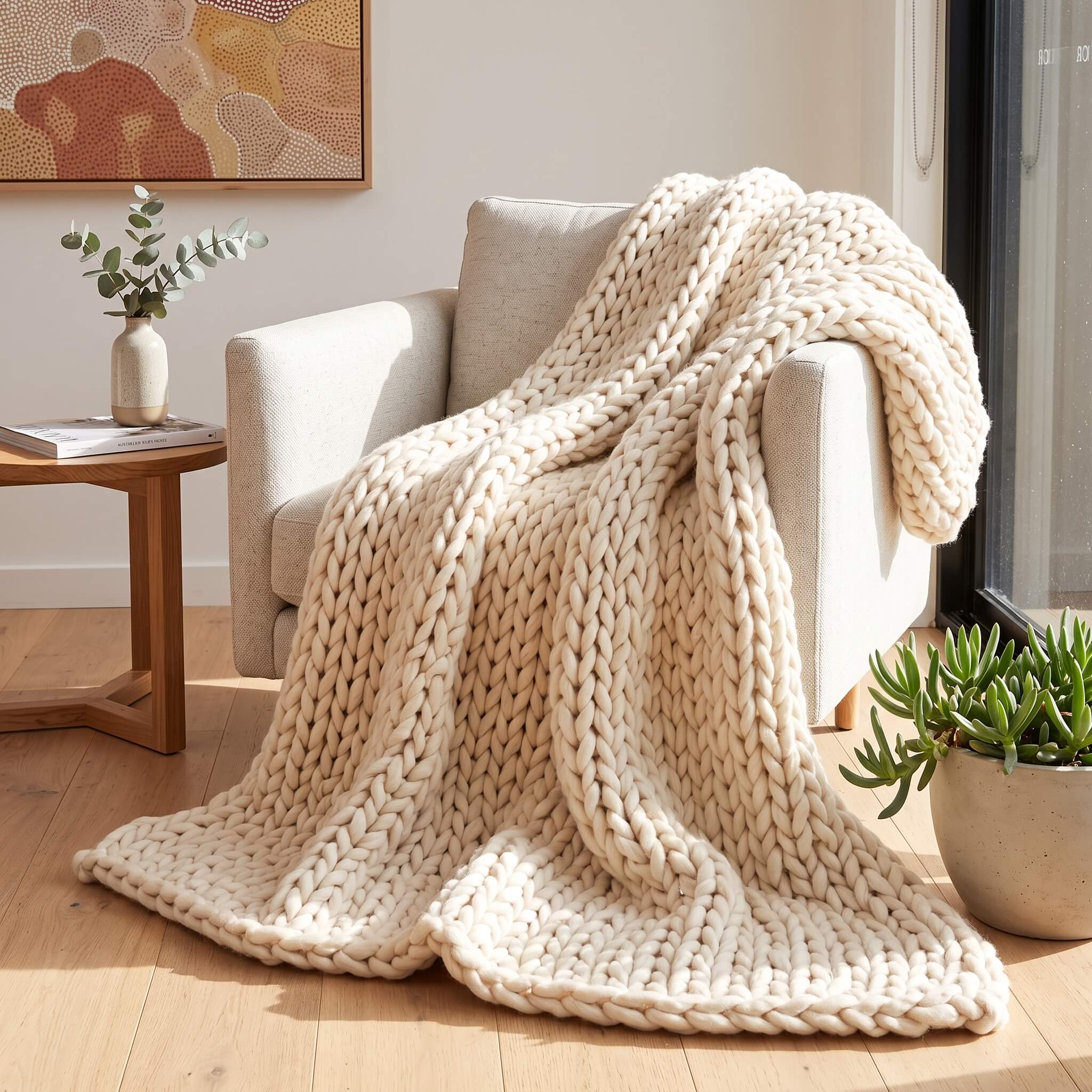 Chunky Knit Throw Blanket