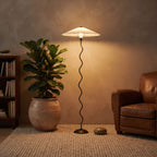 Meander Wavy Floor Lamp with Fluted Shade