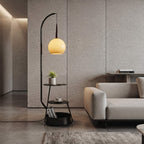 French Mid Century Arc Floor Lamp with Side Table