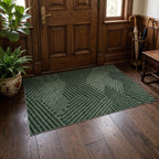 Green door mat showing the woven polypropylene rib texture