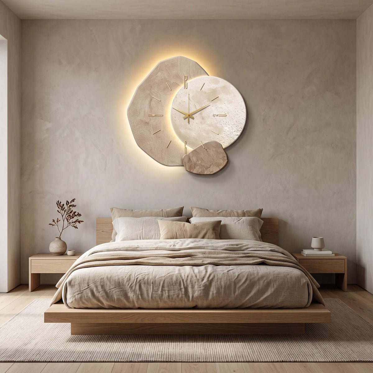 LED wall clock in a bedroom