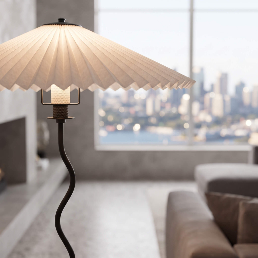 Meander Wavy Floor Lamp with Fluted Shade