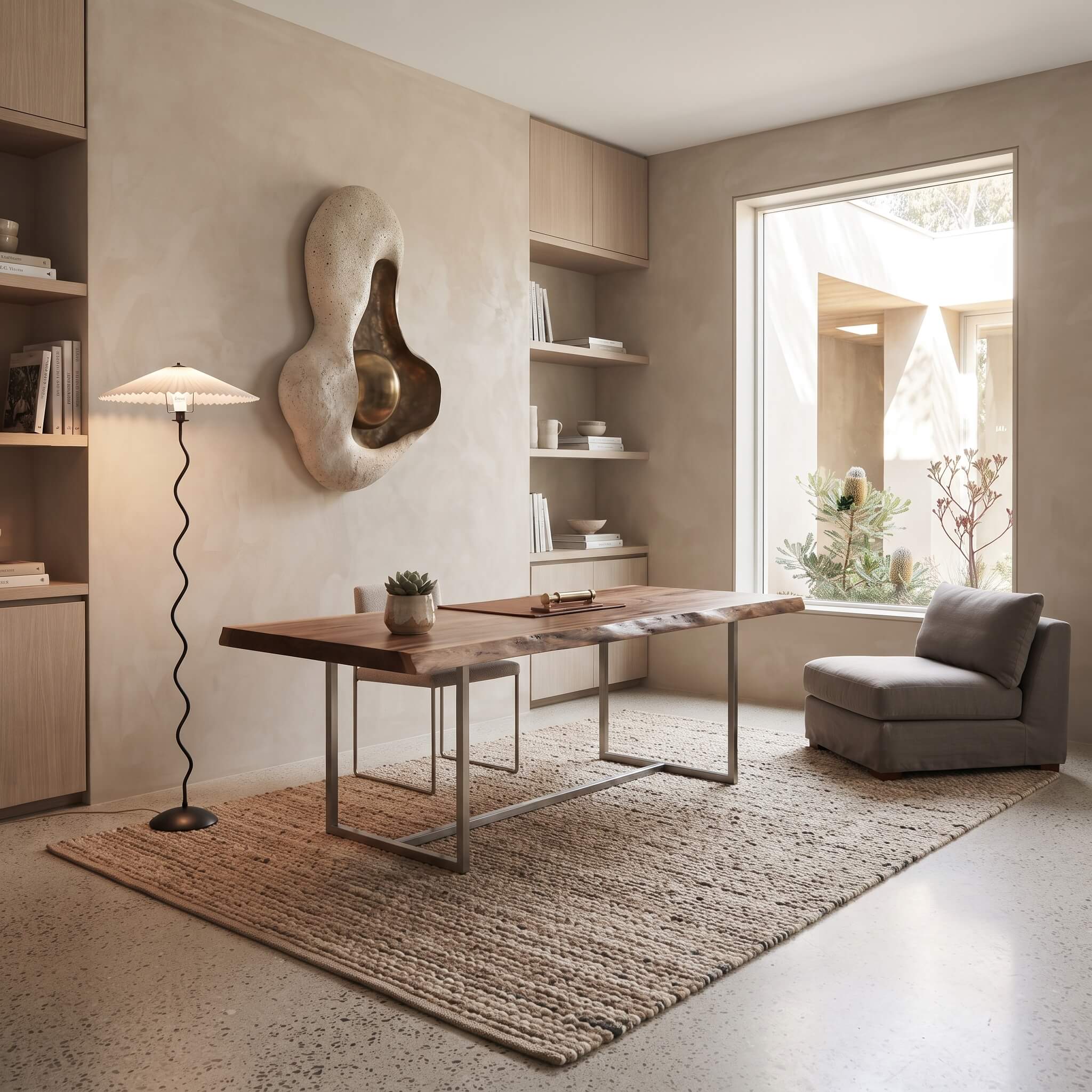 Meander Wavy Floor Lamp with Fluted Shade