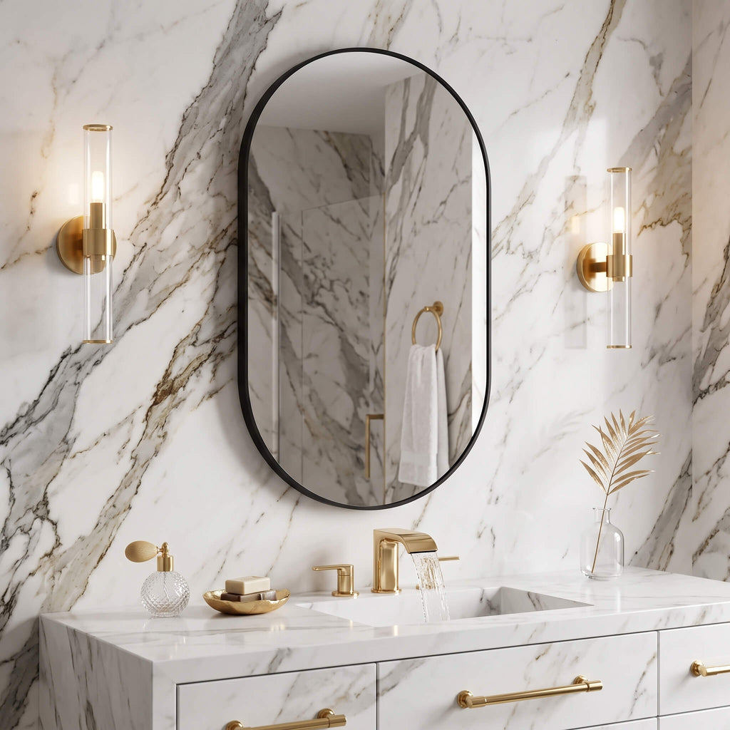 Straight-Edge Oval Bathroom Mirror