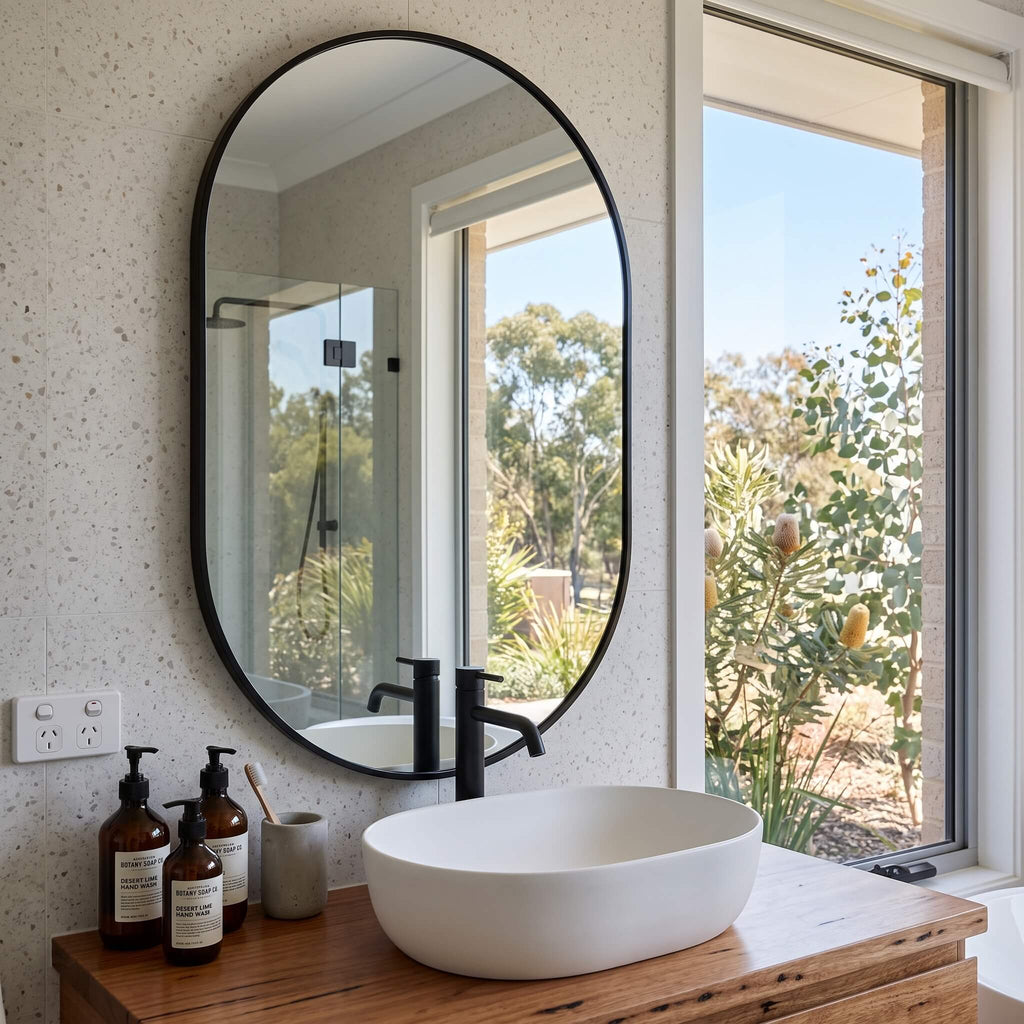 Straight-Edge Oval Bathroom Mirror