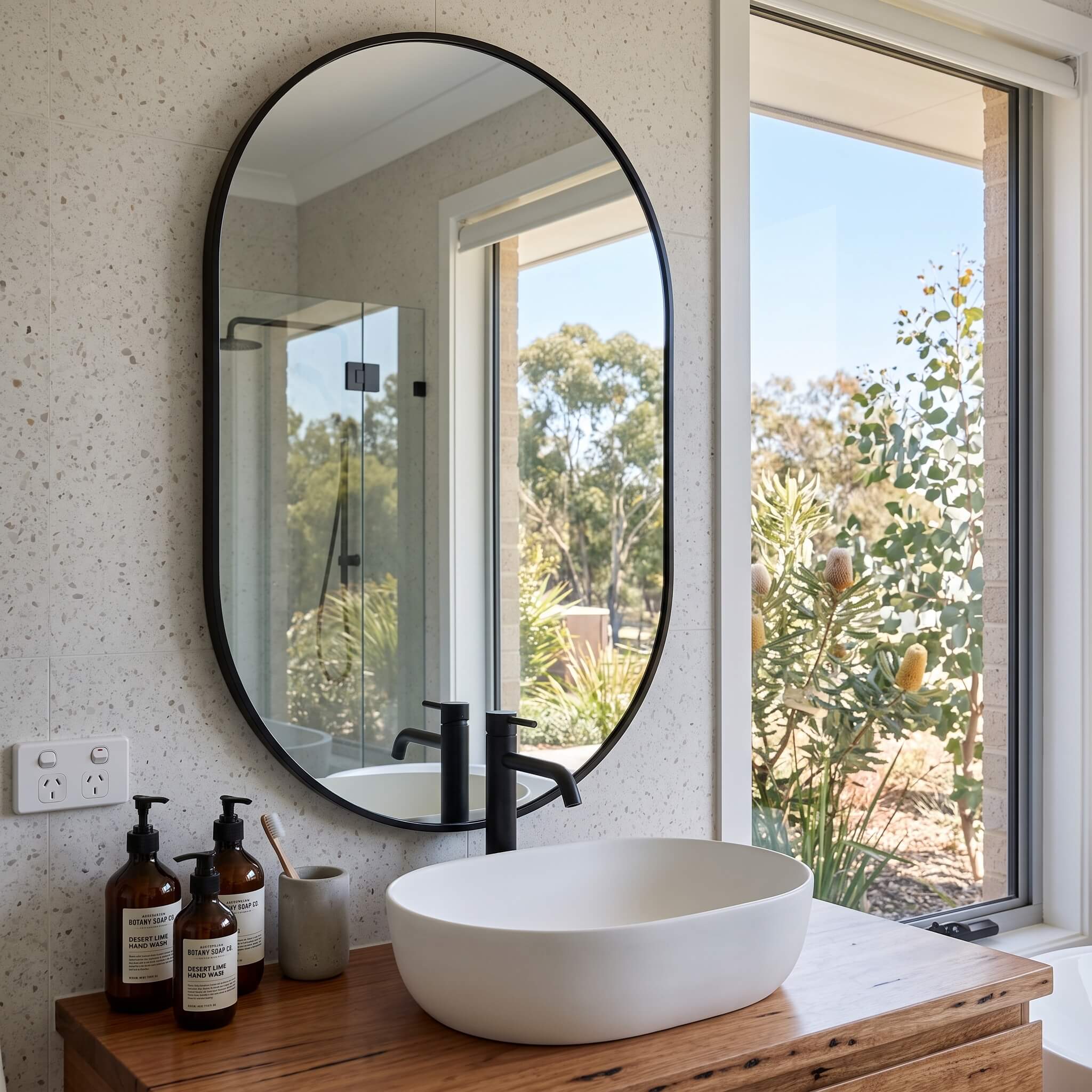 Straight-Edge Oval Bathroom Mirror