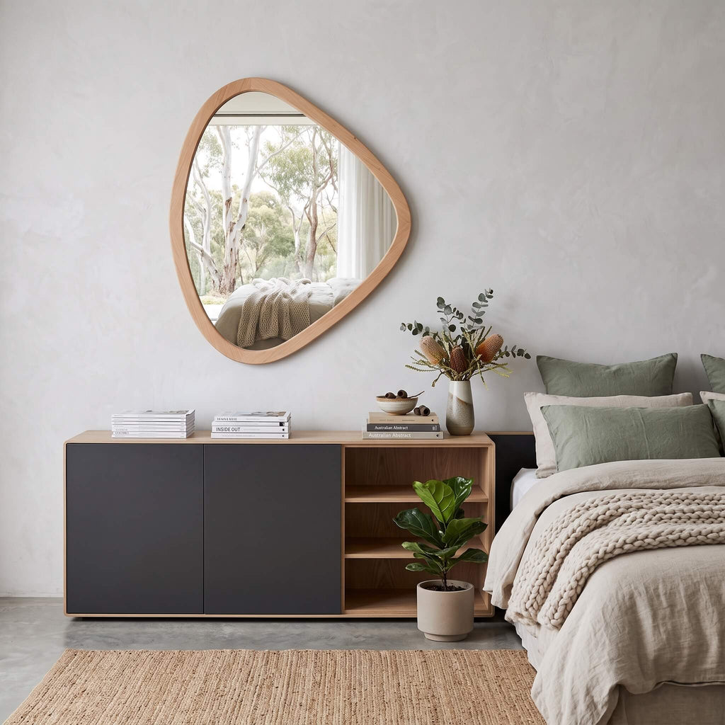 Irregular Wooden Frame Wall Mirror