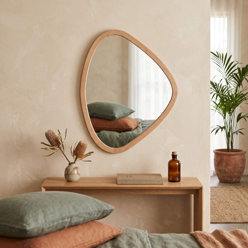 Irregular Wooden Frame Wall Mirror