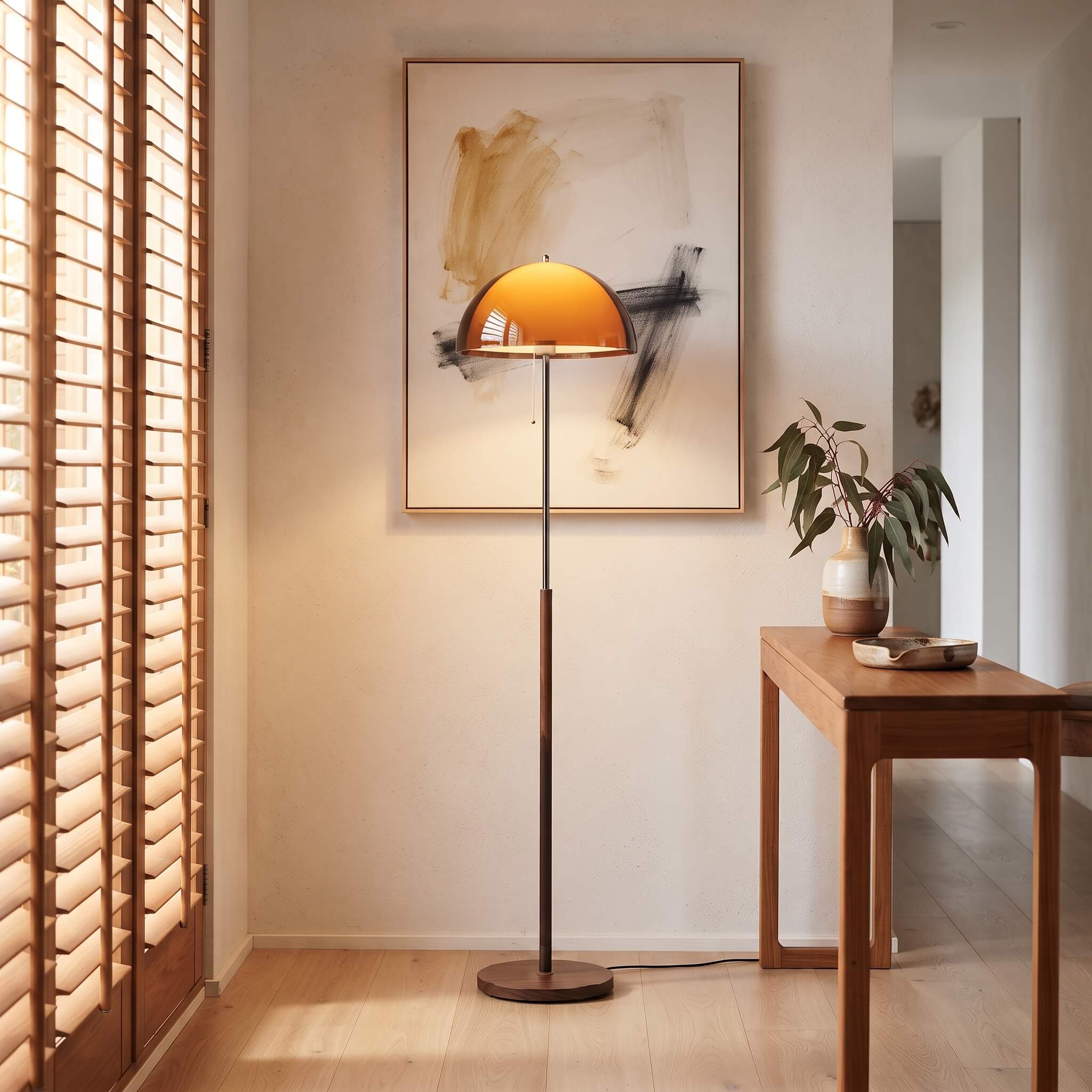 Bauhaus Mushroom Floor Lamp in Gold Amber