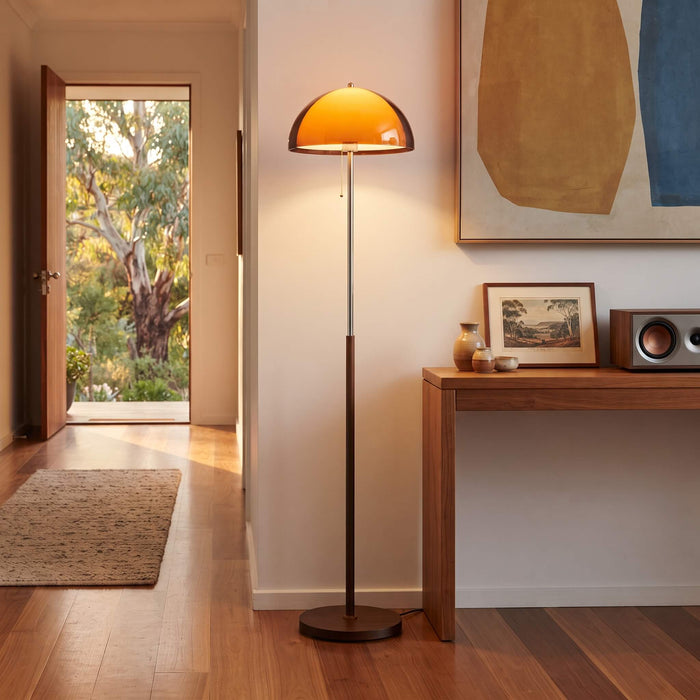 Bauhaus Mushroom Floor Lamp in Gold Amber