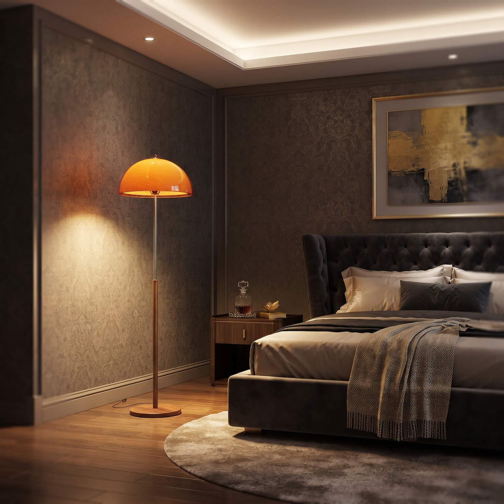 Mushroom LED Floor Lamp in Gold Amber