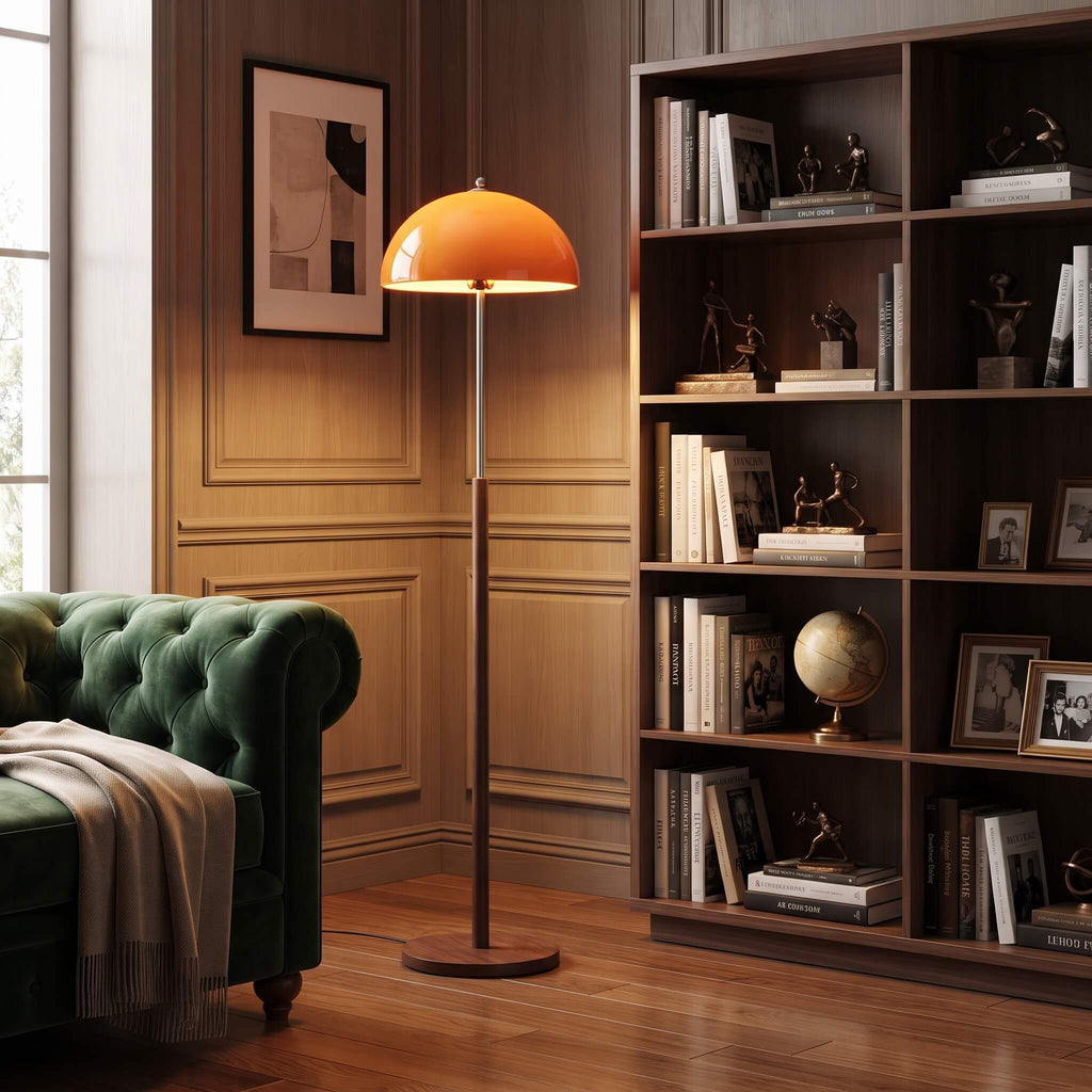 Mushroom LED Floor Lamp in Gold Amber