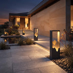 Ridge outdoor pathway lights casting a warm glow through the ridge cutout