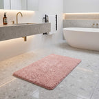 Blush pink plush bath rug