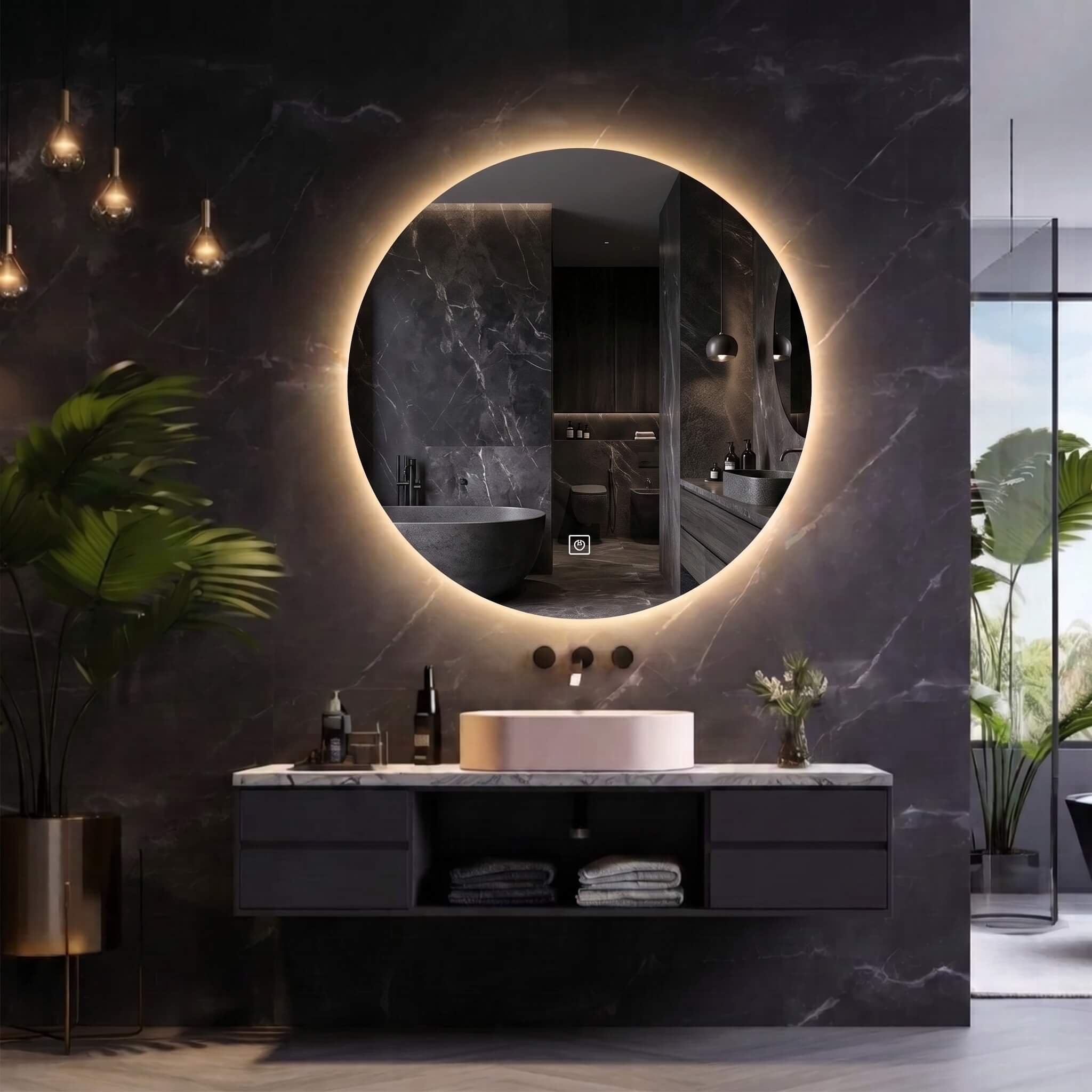 Halo LED Backlit Round Mirror