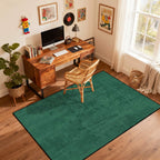 Green non slip flat pile area rug on a timber floor