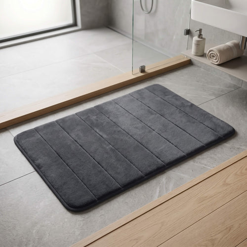 Microfibre top, memory foam core and non slip backing layers