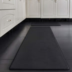 Black anti fatigue kitchen mat with anti slip texture