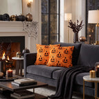 Jack-o'-Lantern Orange tufted Halloween cushion cover