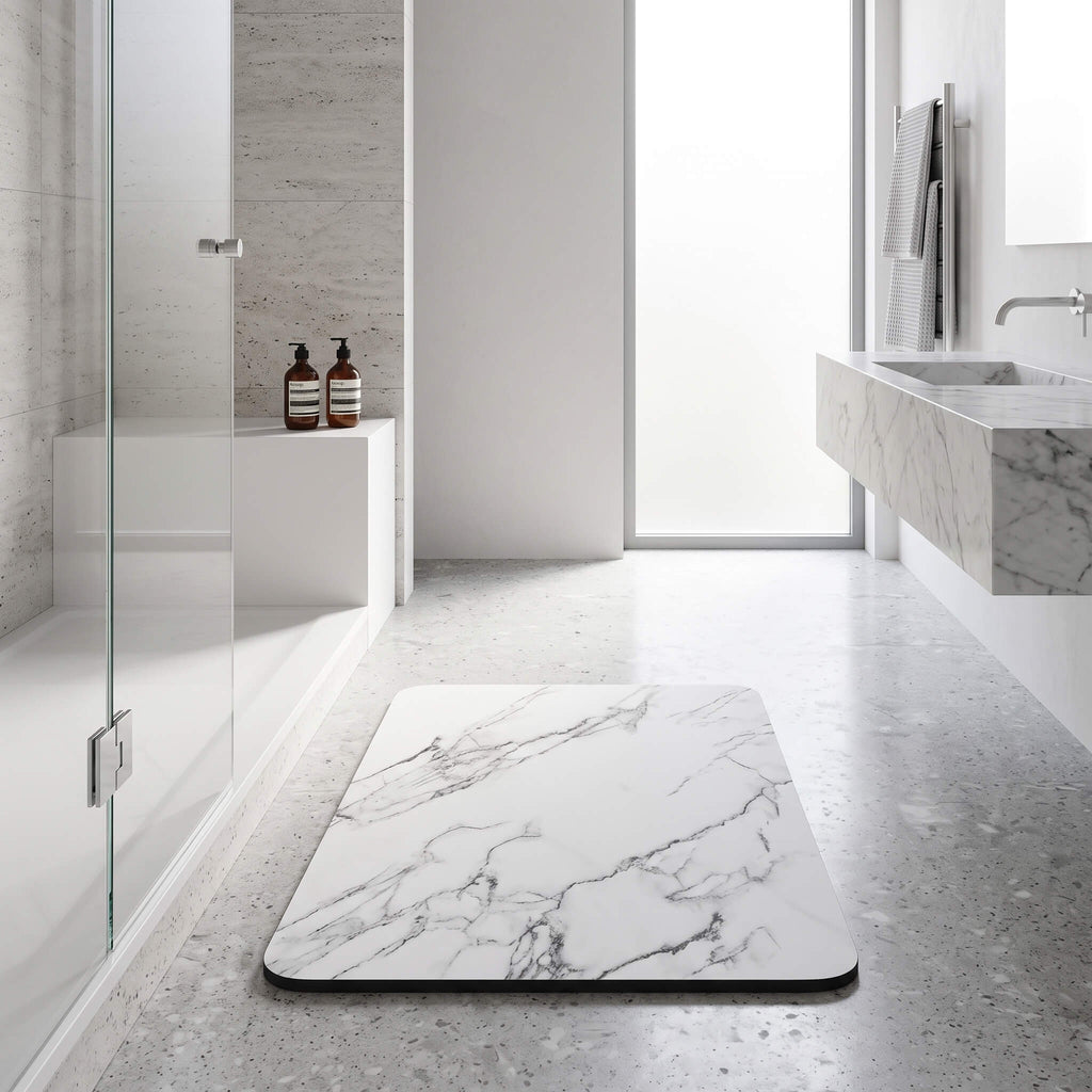 Waterproof stone look bath mat wiped clean