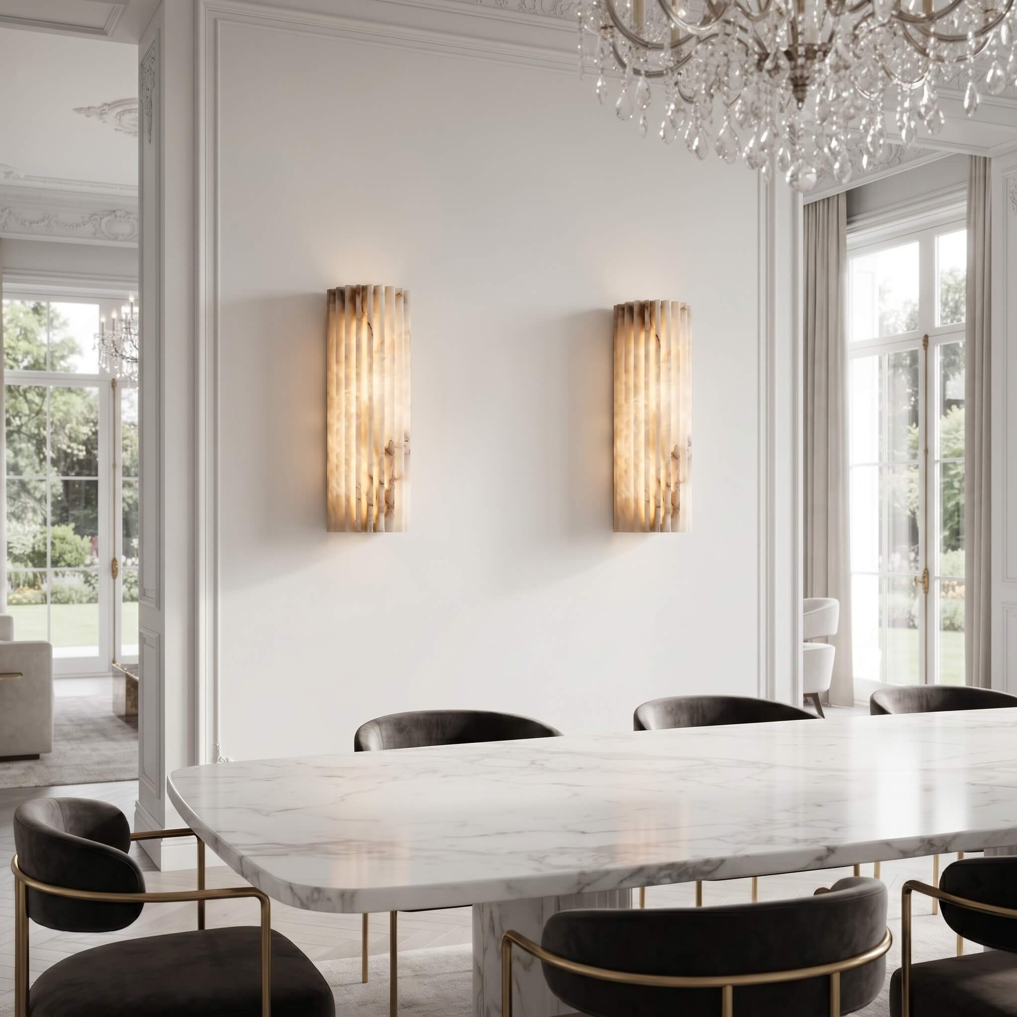 Fluted Alabaster Wall Sconce