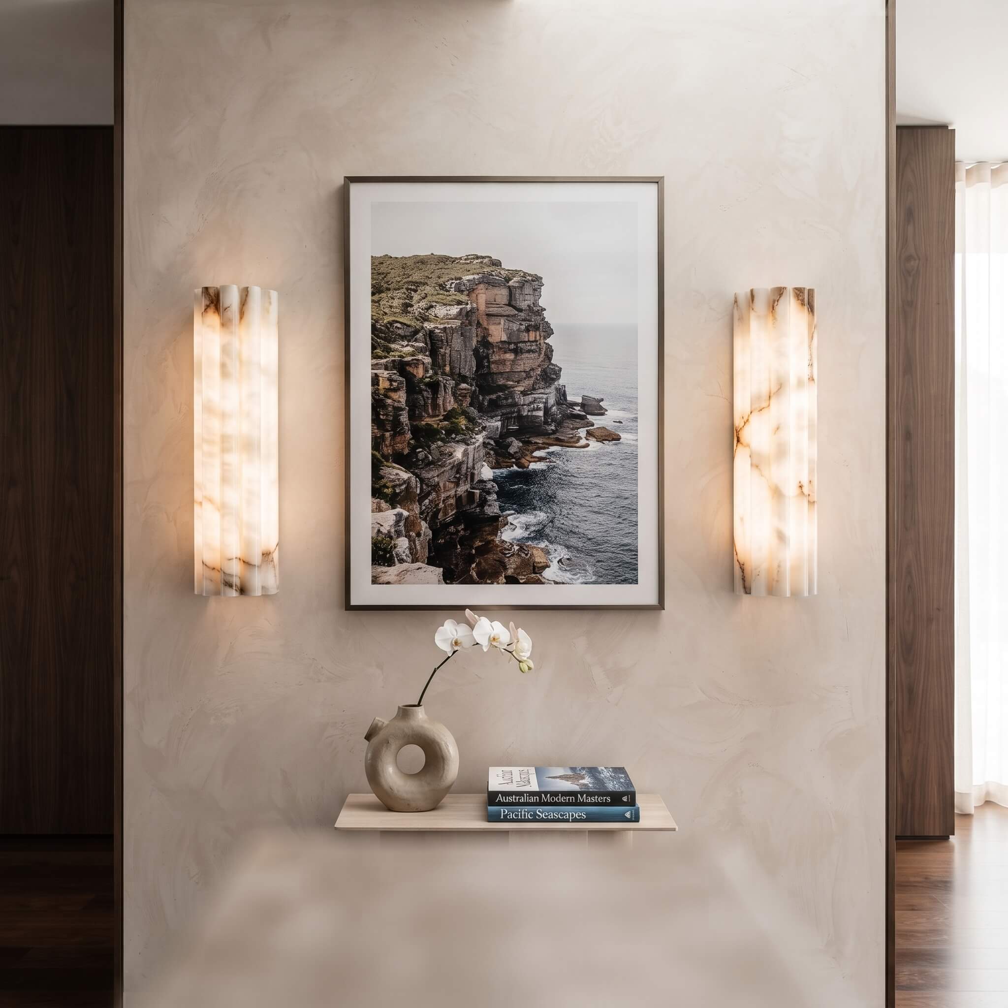 Fluted Alabaster Wall Sconce