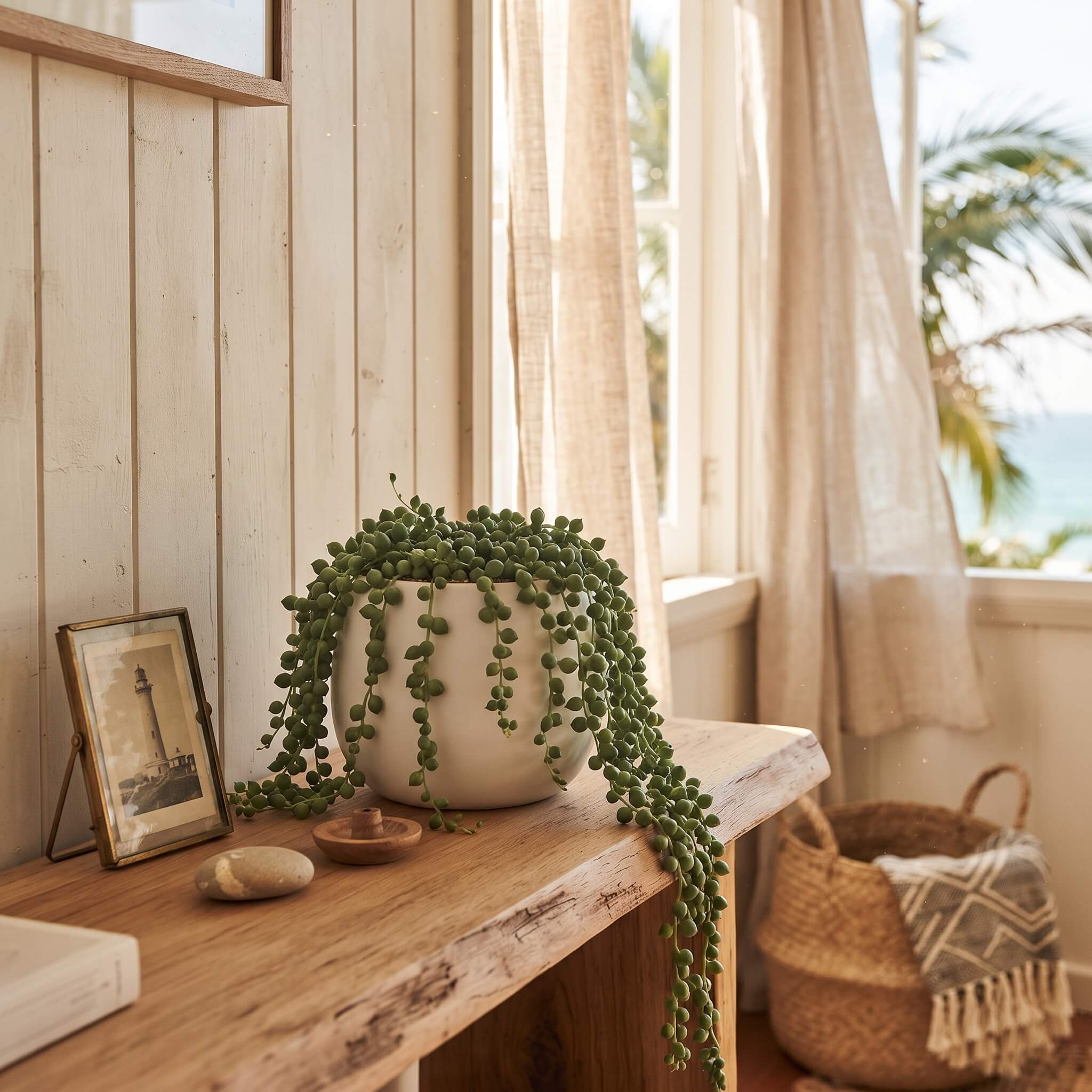 Faux String of Pearls Hanging Plant 40cm