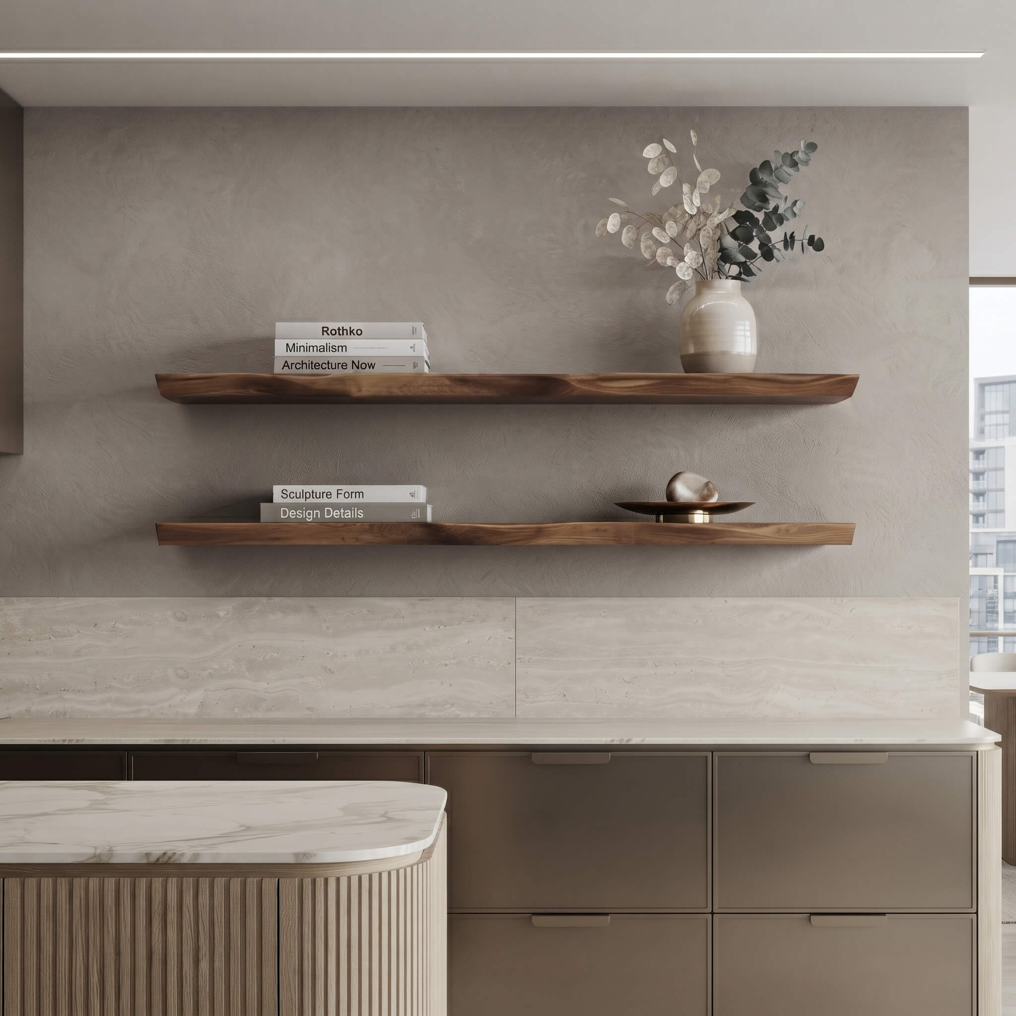 Camphor Wood Floating Wall Shelf