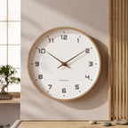 Silent sweep hands on the Nordic wooden wall clock