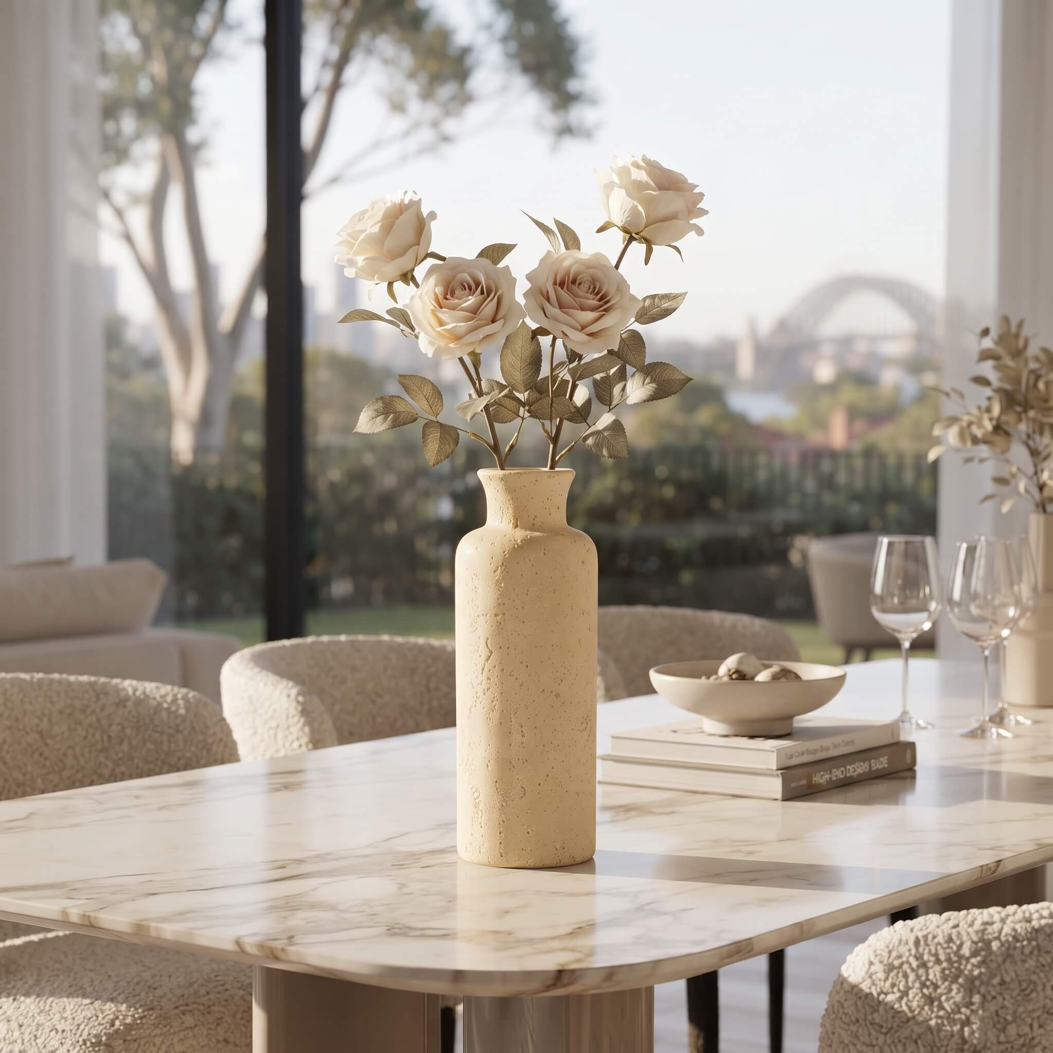 Travertine Ceramic Bud Vase