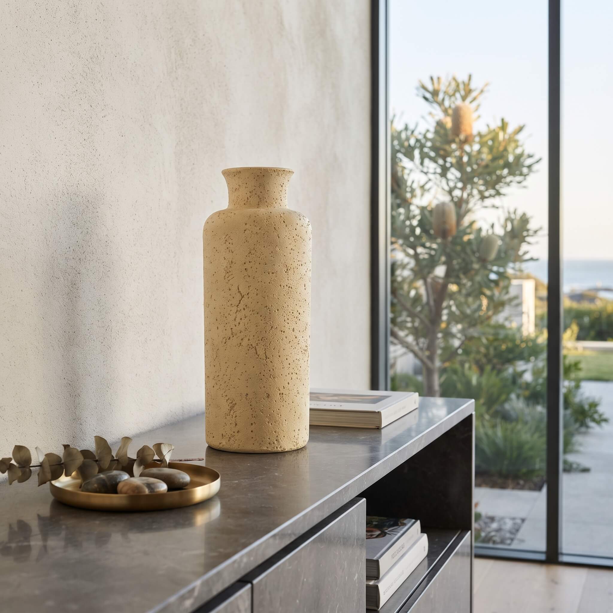 Travertine Ceramic Bud Vase