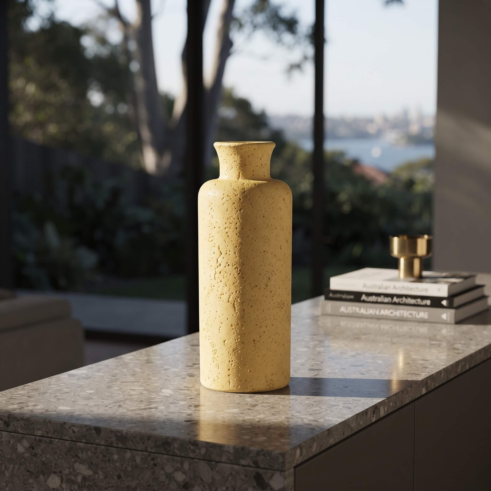 Travertine Ceramic Bud Vase